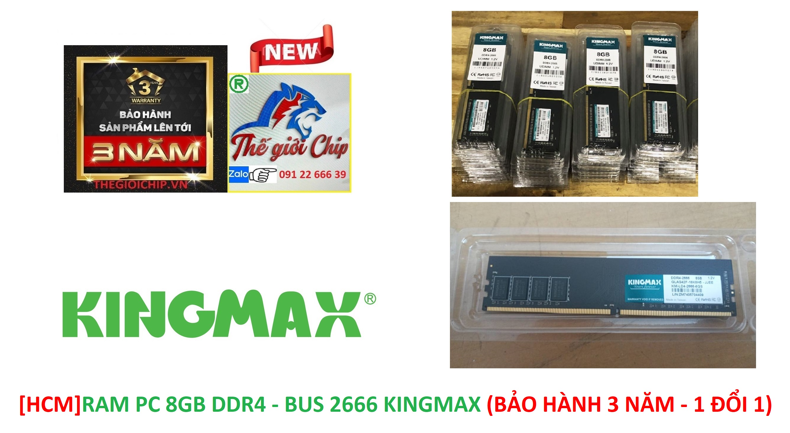 [HCM]RAM PC 8GB DDR4 - BUS 2666 KINGMAX (BẢO HÀNH 3 NĂM - 1 ĐỔI 1)