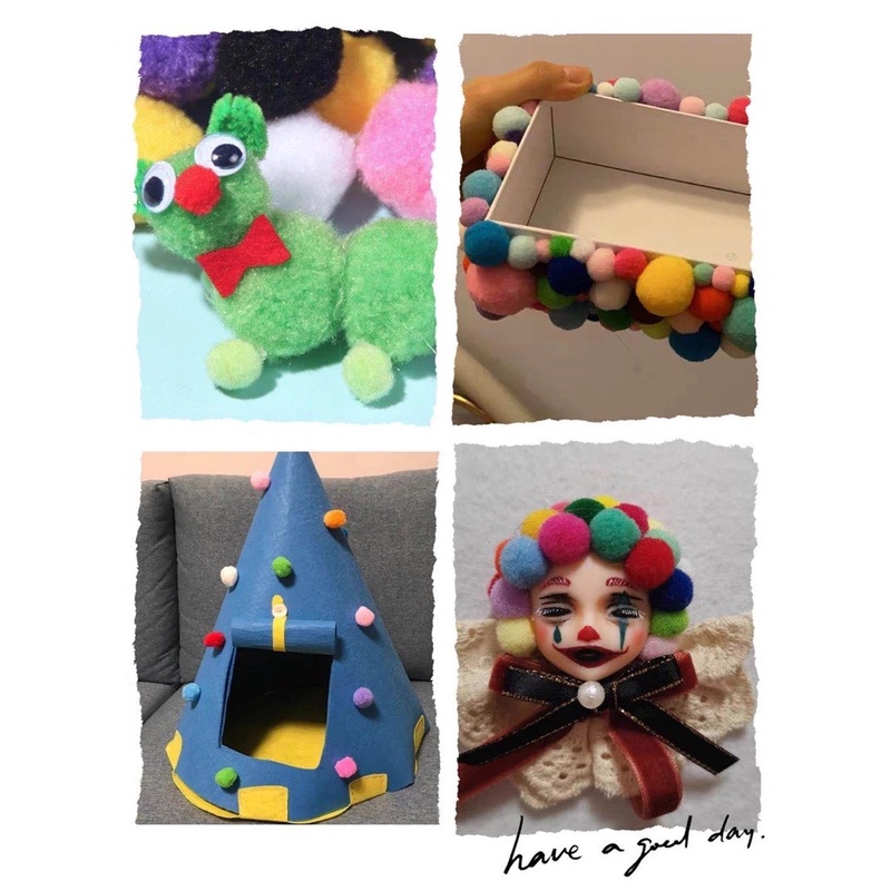 Cục Pompom Trang Trí Nhiều Màu Sắc