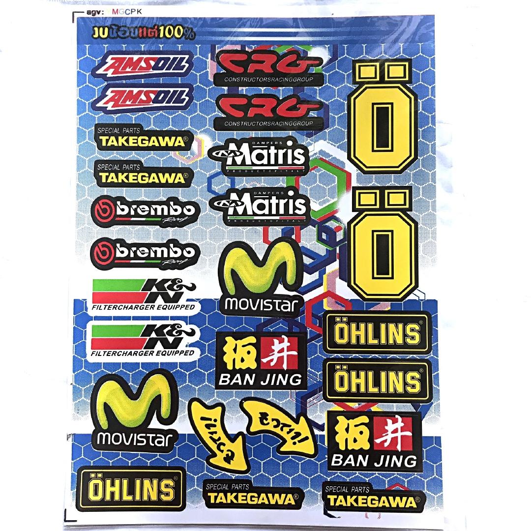 [ 25 Tem ] Bộ Tem Logo Xe Máy Mẫu Racing 3