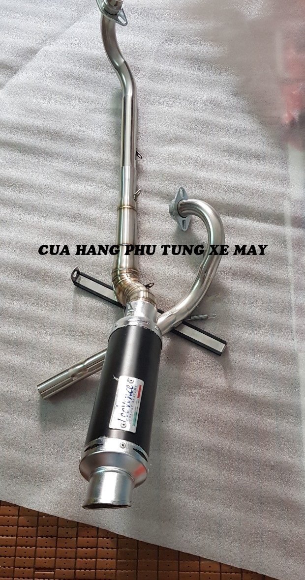 Pô LeoVince gắn xe Wave, Dream, Sirius, Cub, Elegant, Jupiter, Future ( kèm cổ 2 khúc inox 304 + pát treo + lò xo )