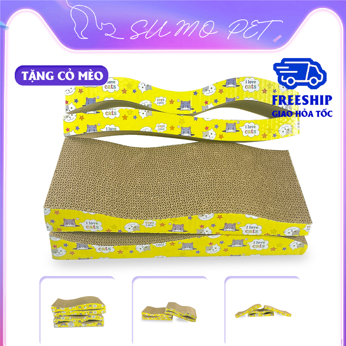 Bàn Cào Móng Cho Mèo Thẳng (TẶNG KÈM CỎ CATNIP)