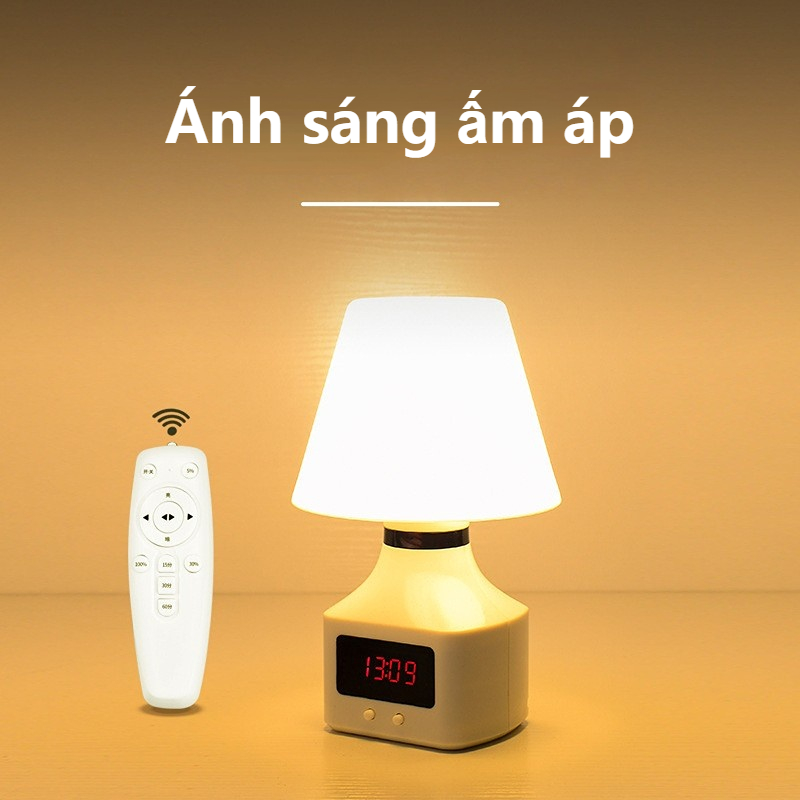 Led Small Night Light Intelligent Remote Control Clock Light Bedroom Night Light Bedside Lamp Small Table Lamp Timer Switch Ten-Speed Dimming