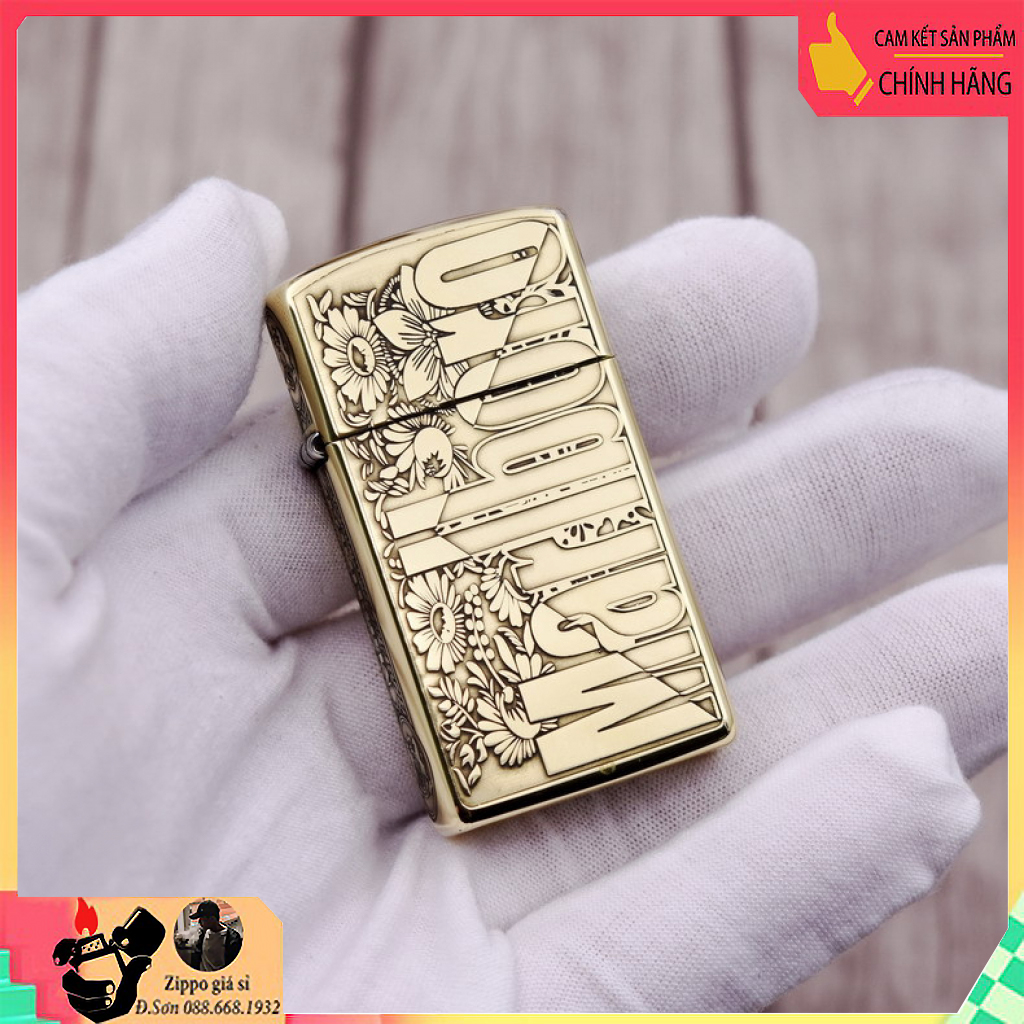 Bật Lửa Zippo Chạm Khắc Logo Marrlboro Phiên Bản Hẹp Slim - Zippo Lighter Carved Logo Marrlboro Narrow Version Slim