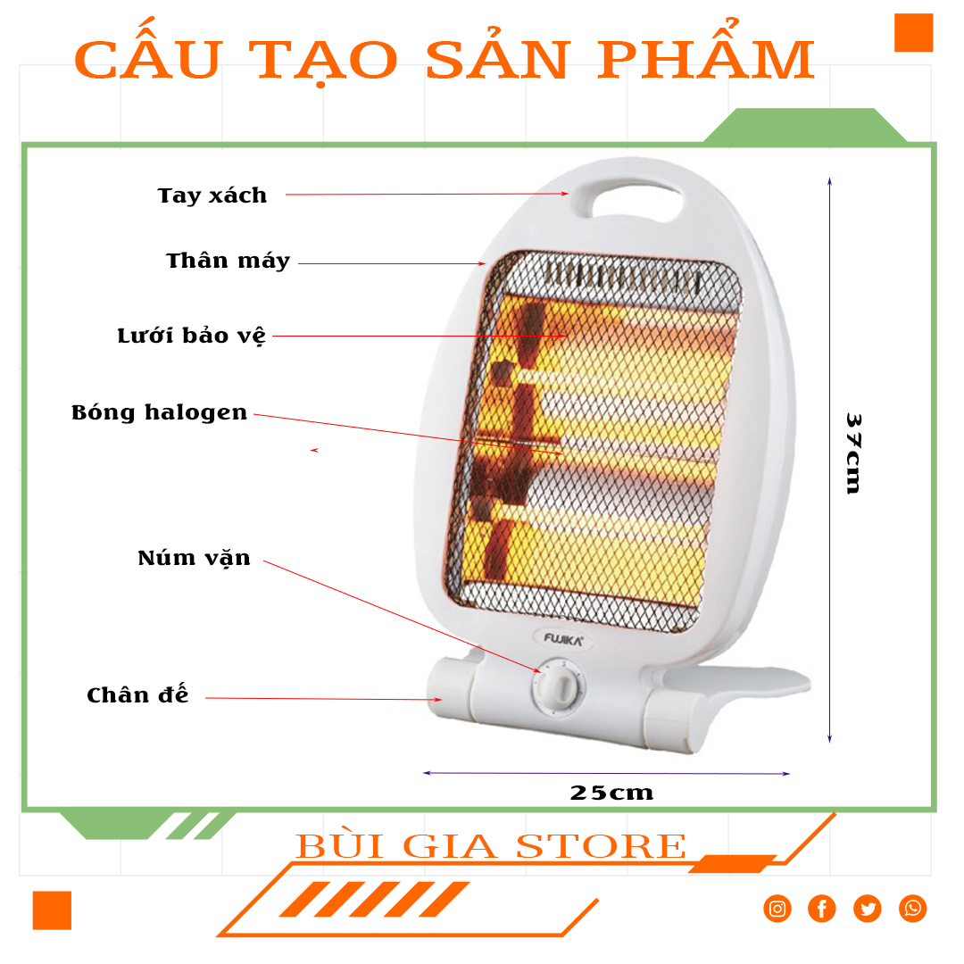 Đèn sưởi halogen 2 bóng Fujika FJ-SC60