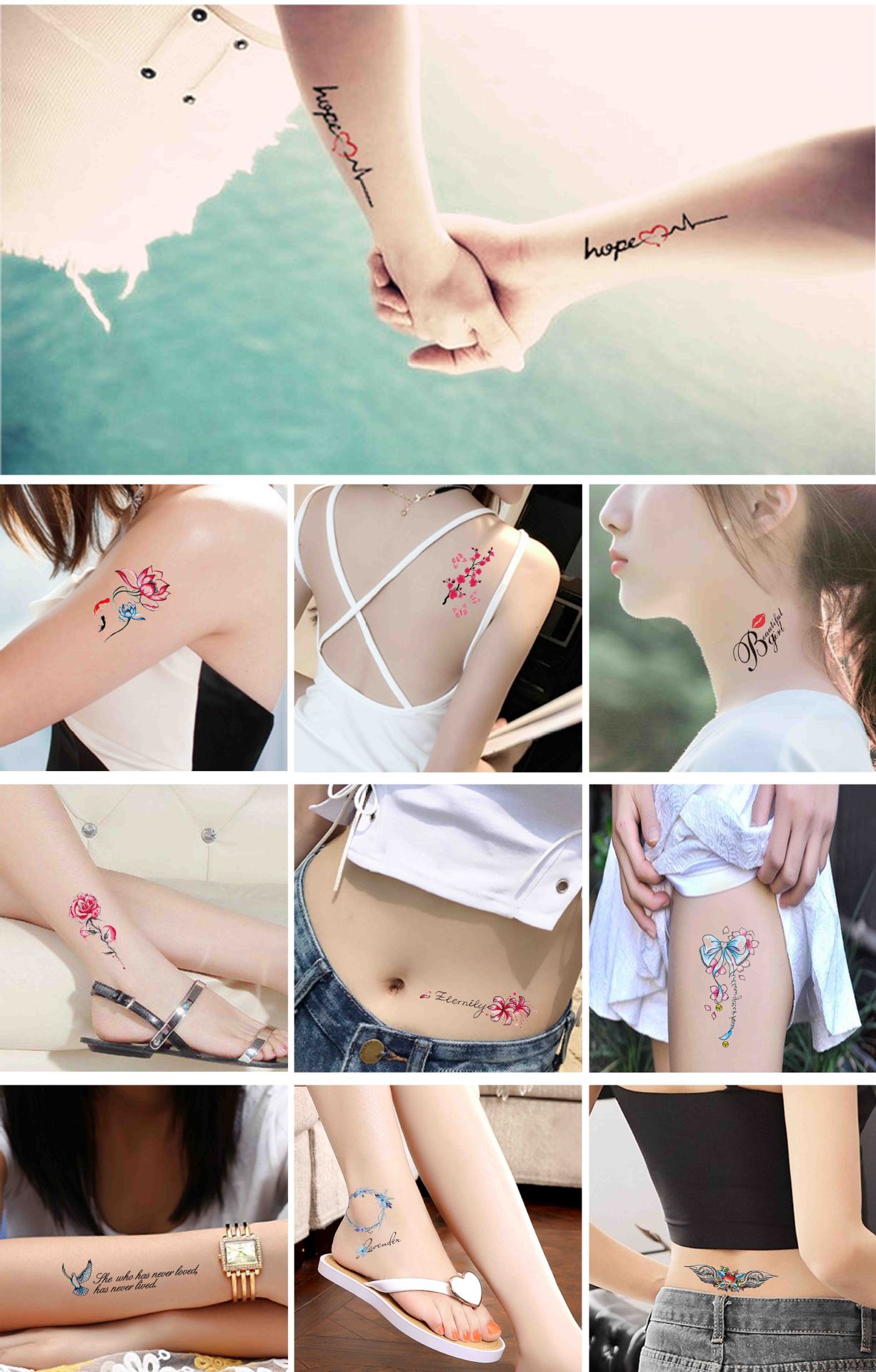 Miếng Dán Hình Xăm Nước Dán Tatoo Tạm Thời (Set 30 Miếng)