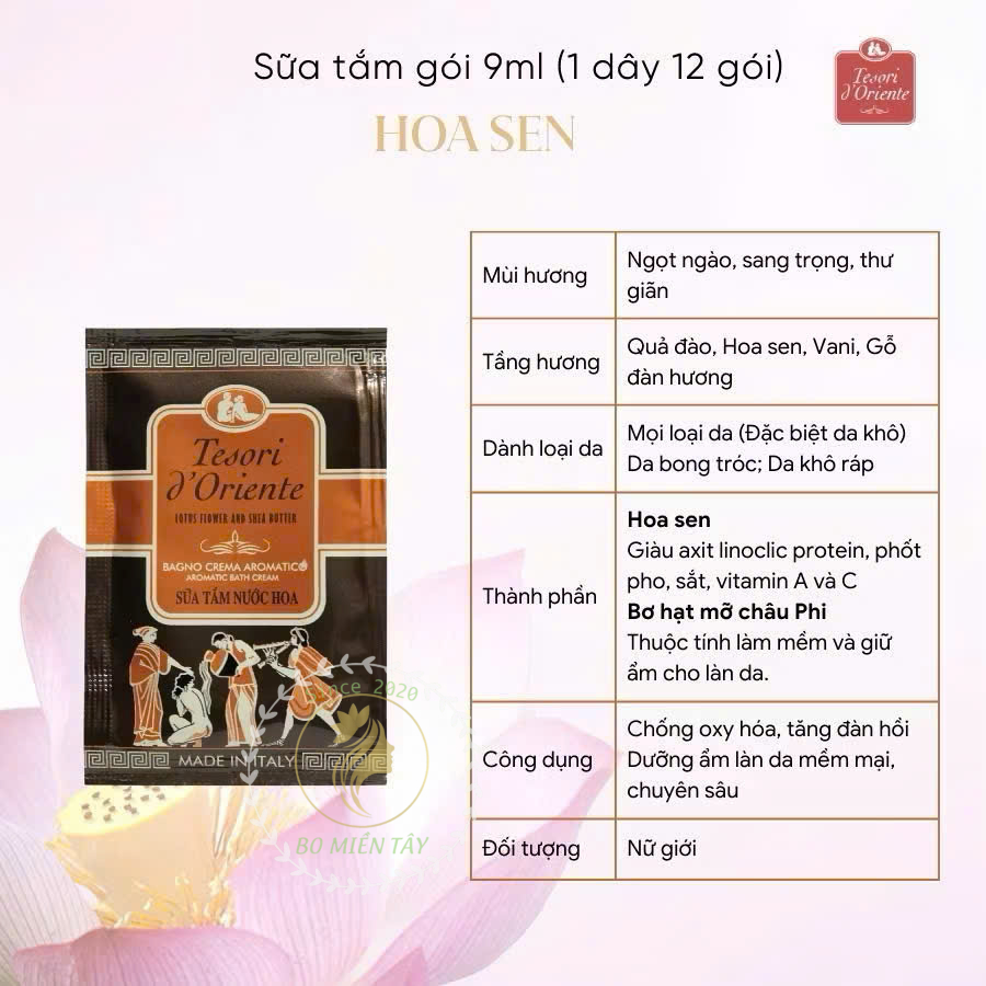 (Dây 10 Tặng 2) Sữa Tắm Tesori d’Oriente 9ml – Hương Nước Hoa Ý, Đủ Mùi Lựa Chọn