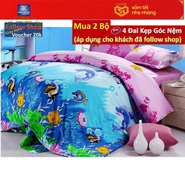 Bộ 5 món Chăn Ga Gối Bọc Đại Dương