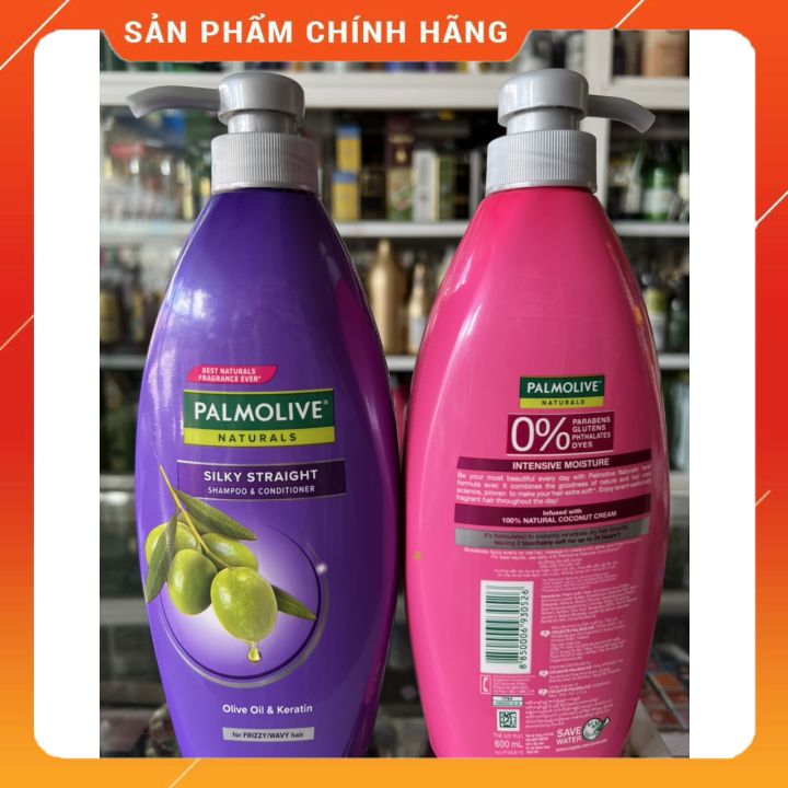 dầu gội đầu Xả 2in1 Palmolive Thiên Nhiên 600ml  chai lớn mẫu mới -màu hồng hương dừa màu tím olive,gội mềm mượt liu giữ hương lâu