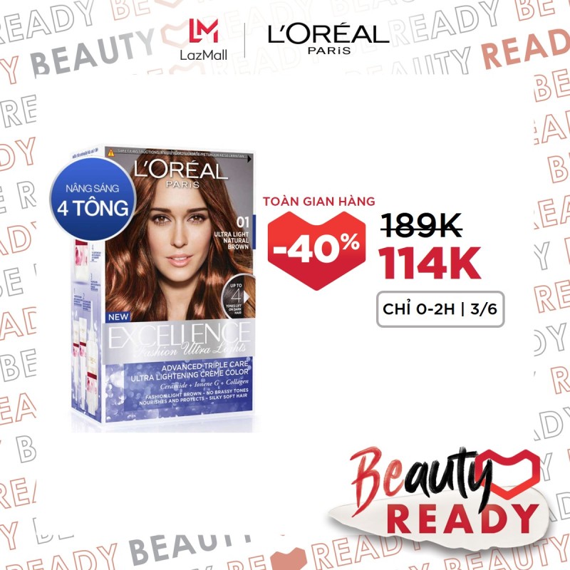 Kem nhuộm tóc nâng sáng LOreal Paris Excellence Fashion Ultra Light 172ml giá rẻ
