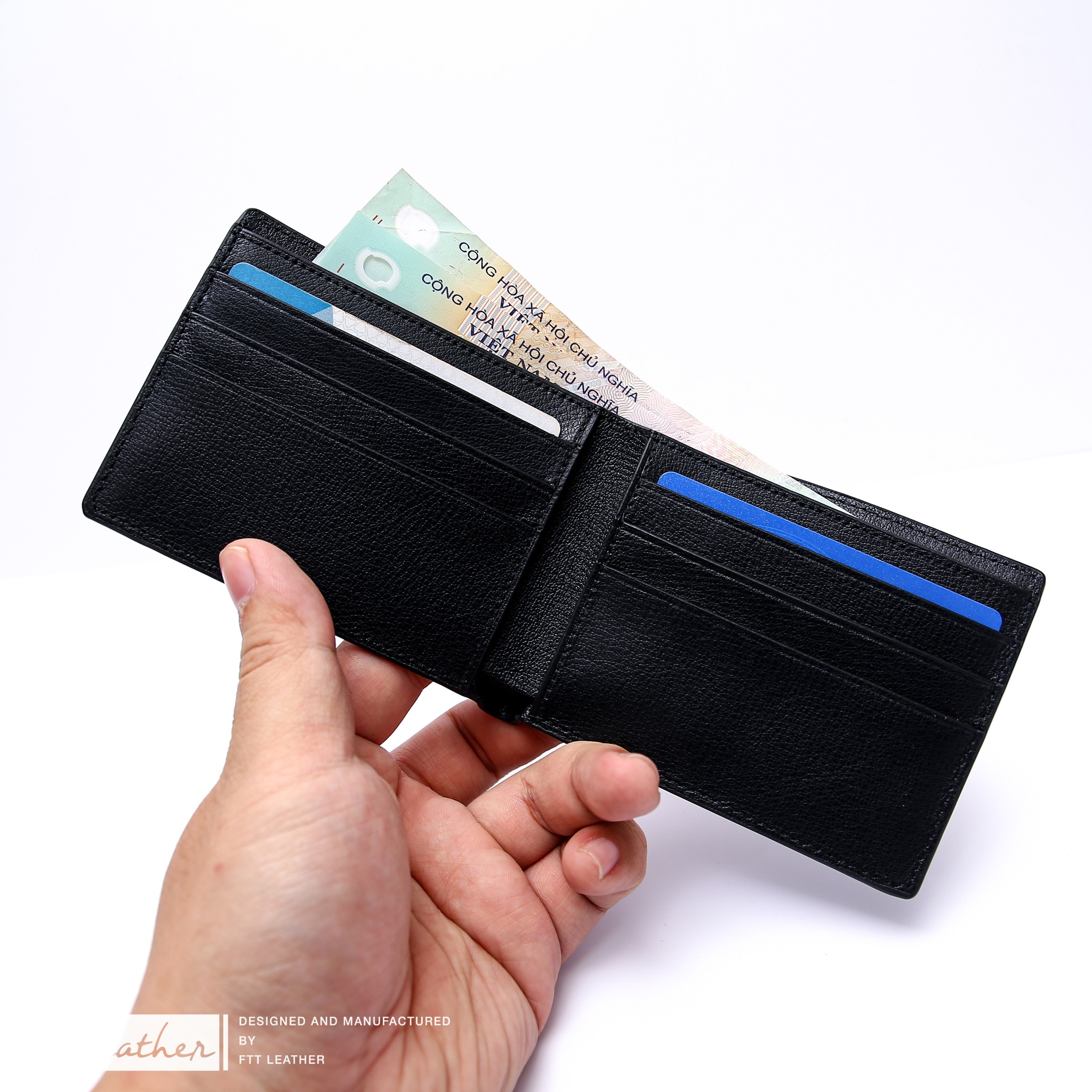 Ví da nam - bóp da nam mini FTT LEATHER da bò thật 100%