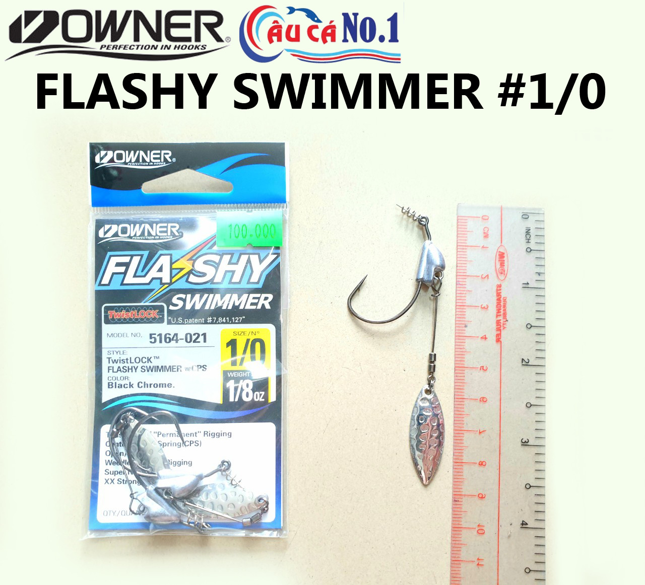 LƯỠI CÂU MỒI MỀM OWNER FLASHY SWIMMER SIZE 1/0 3/0 5/0