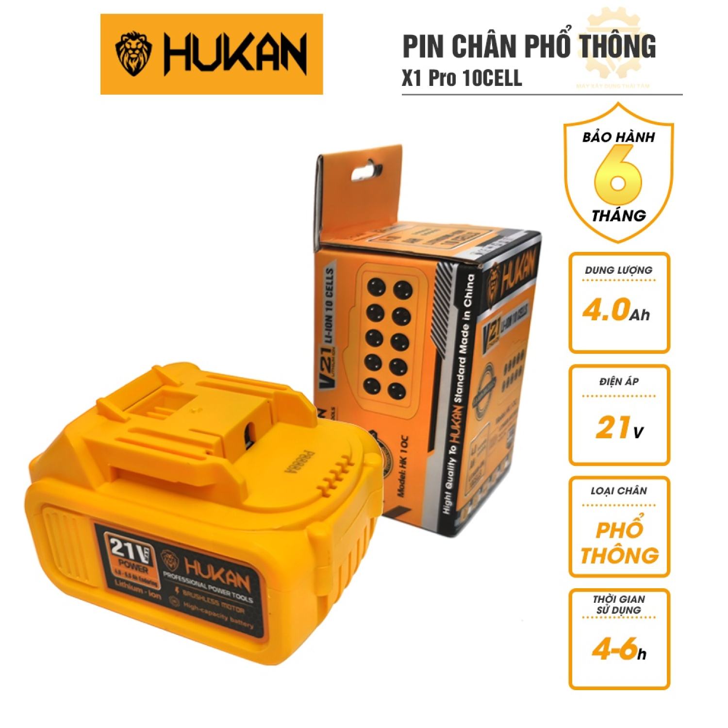 Pin HUKAN 10 cell chất lượng cao phù hợp cho dòng máy cùng chân pin