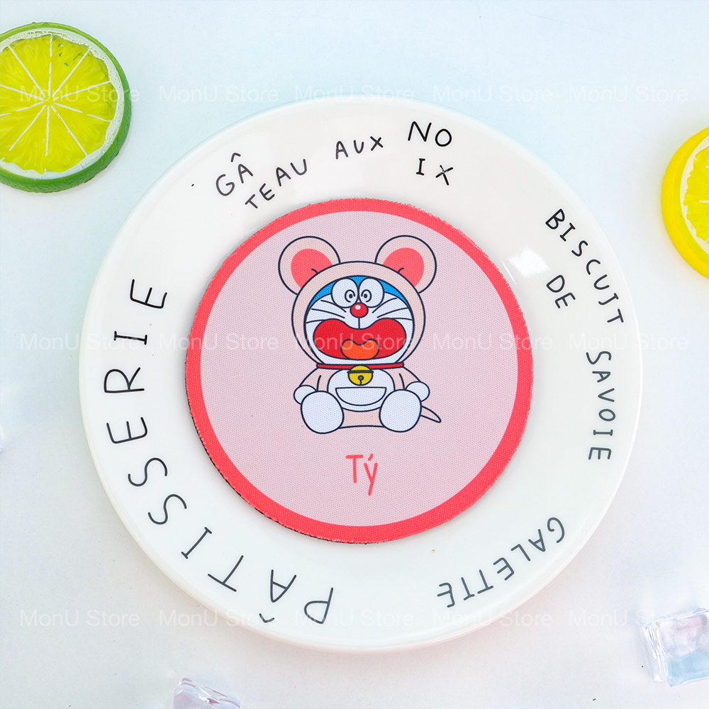 Đế lót ly, cốc 12 con giáp doraemon doremon thấm nước dễ thương cute mon0444