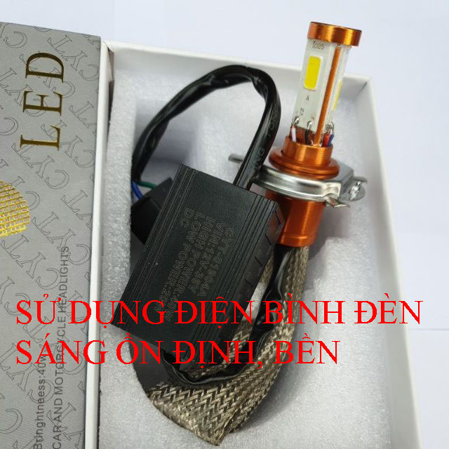 Đèn pha Led CYT2 Tim sáng Vàng Trắng đuôi công tản nhiệt (chân đèn H4) BẢO HÀNH 6 THÁNG