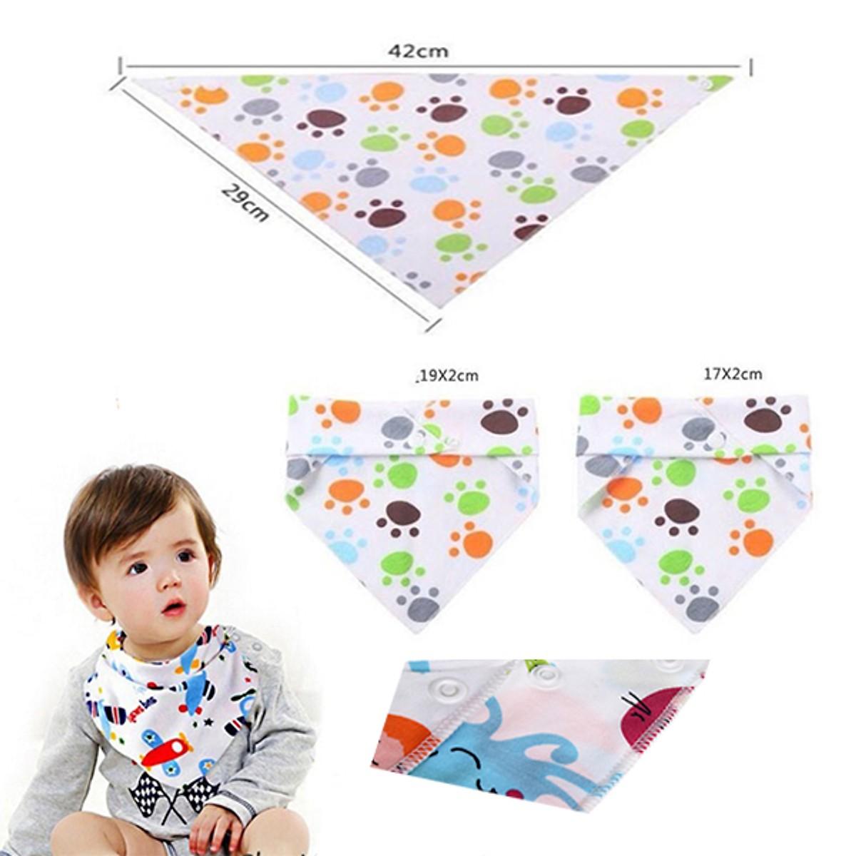 Combo 5 yếm tam giác 2 lớp có cúc bấm cho bé