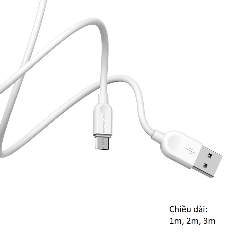 Cáp sạc Micro USB Borofone BX14 dài 1m, 2m, 3m