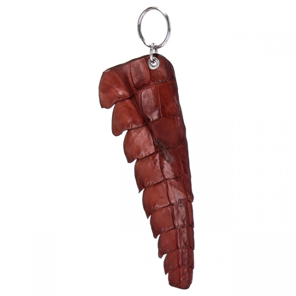 Hk8215 red brown tail crocodile leather keychain