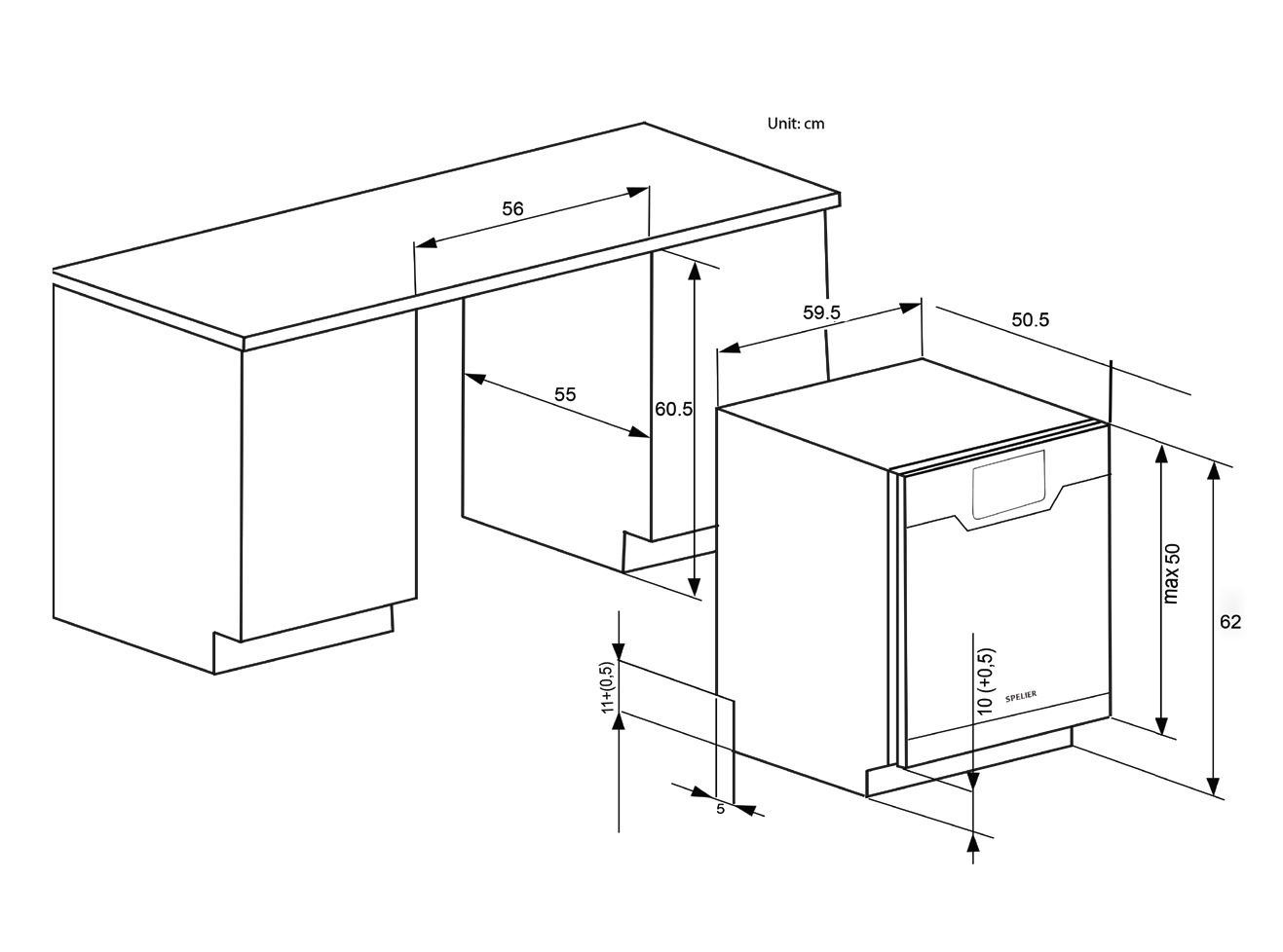 Máy rửa bát Spelier SP-08 UOZ