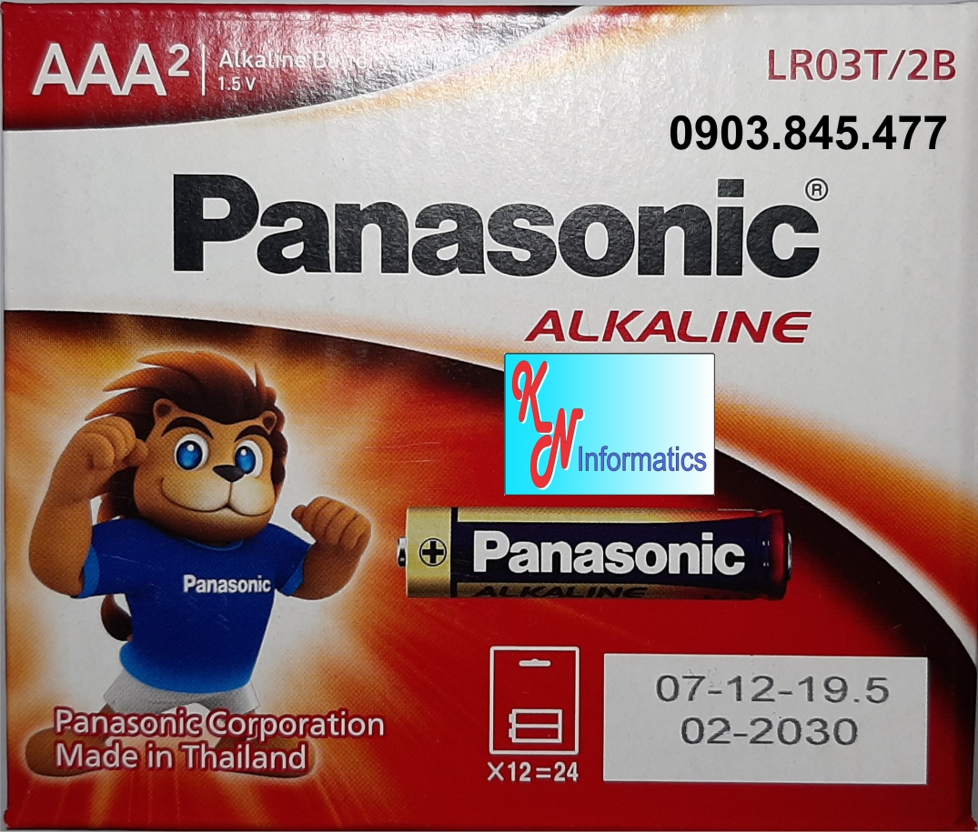 AAA Panasonic alkaline battery box-lr03t/2B-(with 24 tablets)-authentic-made in Thailand.