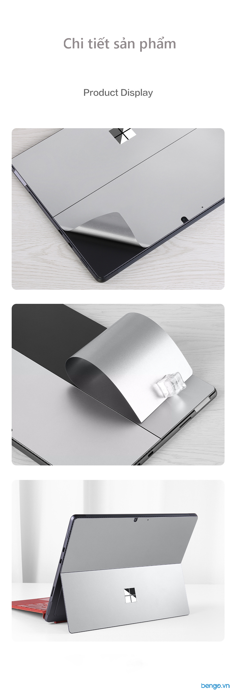 Dán Mặt Lưng Microsoft Surface Pro 9/Pro 8/Surface Go 3-2 Aluminum Tản Nhiệt JCR