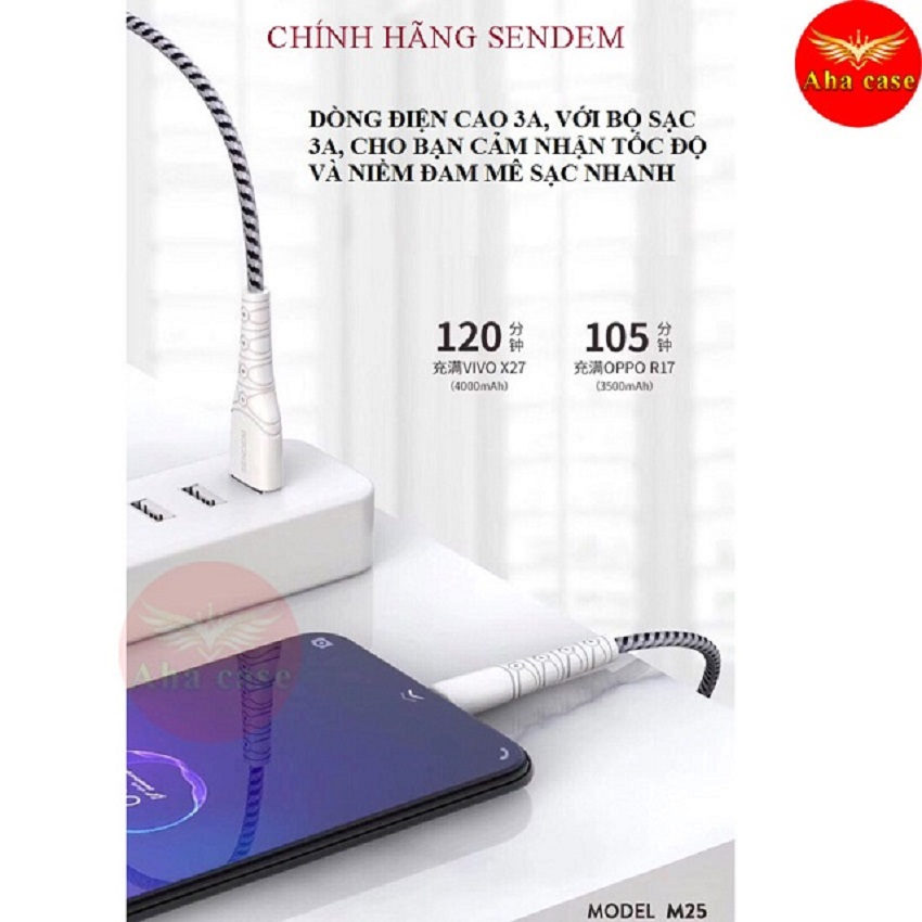 [Cáp Sạc Dù Chống Đứt] SIÊU BỀN -CHÍNH HÃNG SD M25 ✓Dây sạc Iphone Android Type C BH 12 Tháng 1 đổi 1