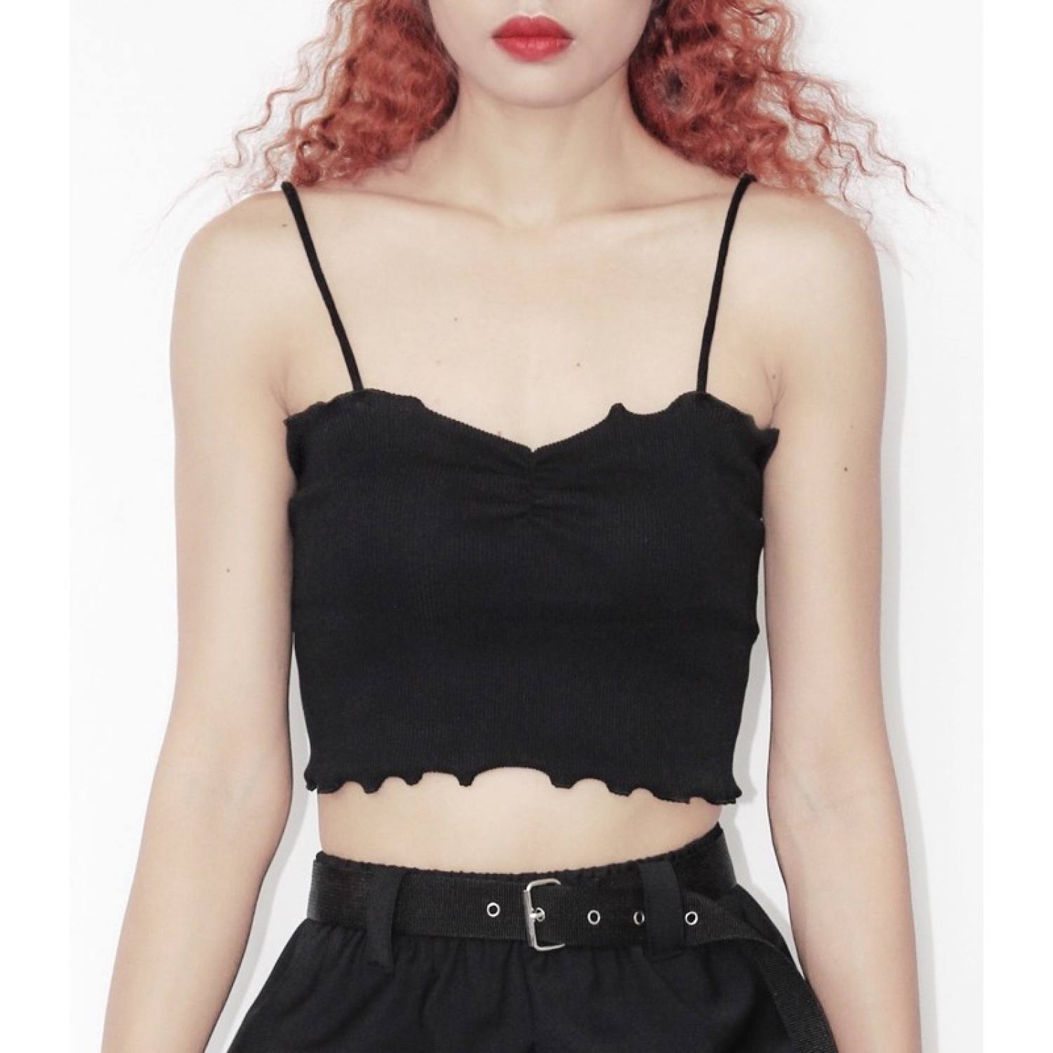 DALLA Áo 2 dây croptop màu đen, trắng (AD01)