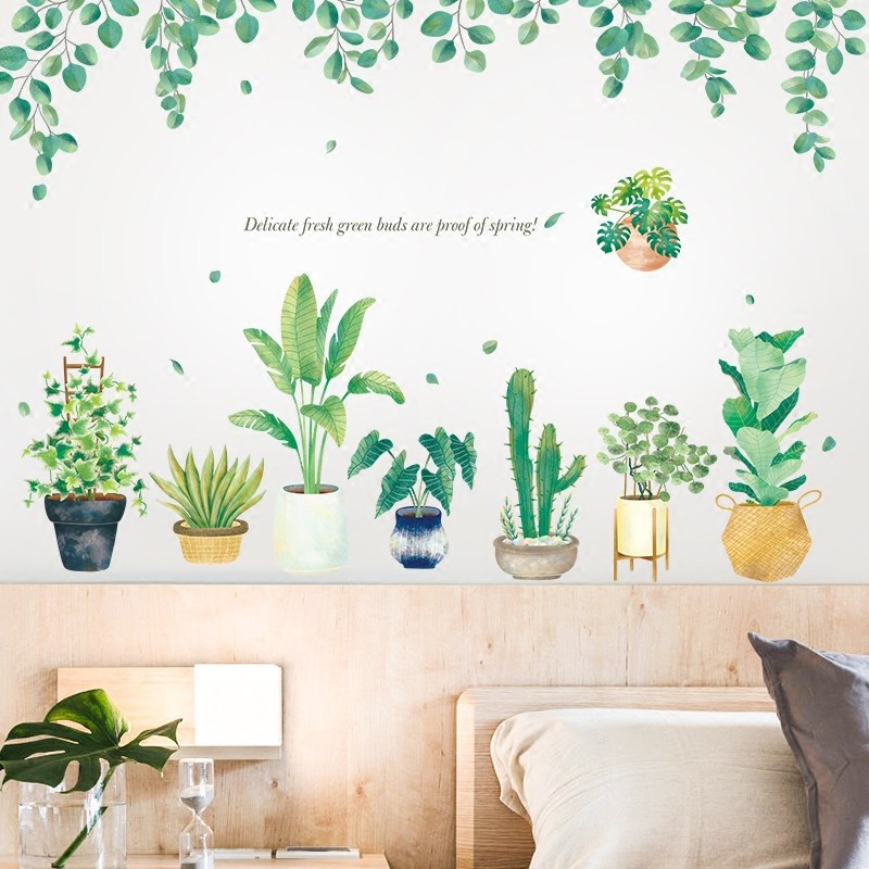 Decal dán tường Chậu Cây Cảnh Chỉ Cần Bóc Và Dán trên bất kì bề mặt nào