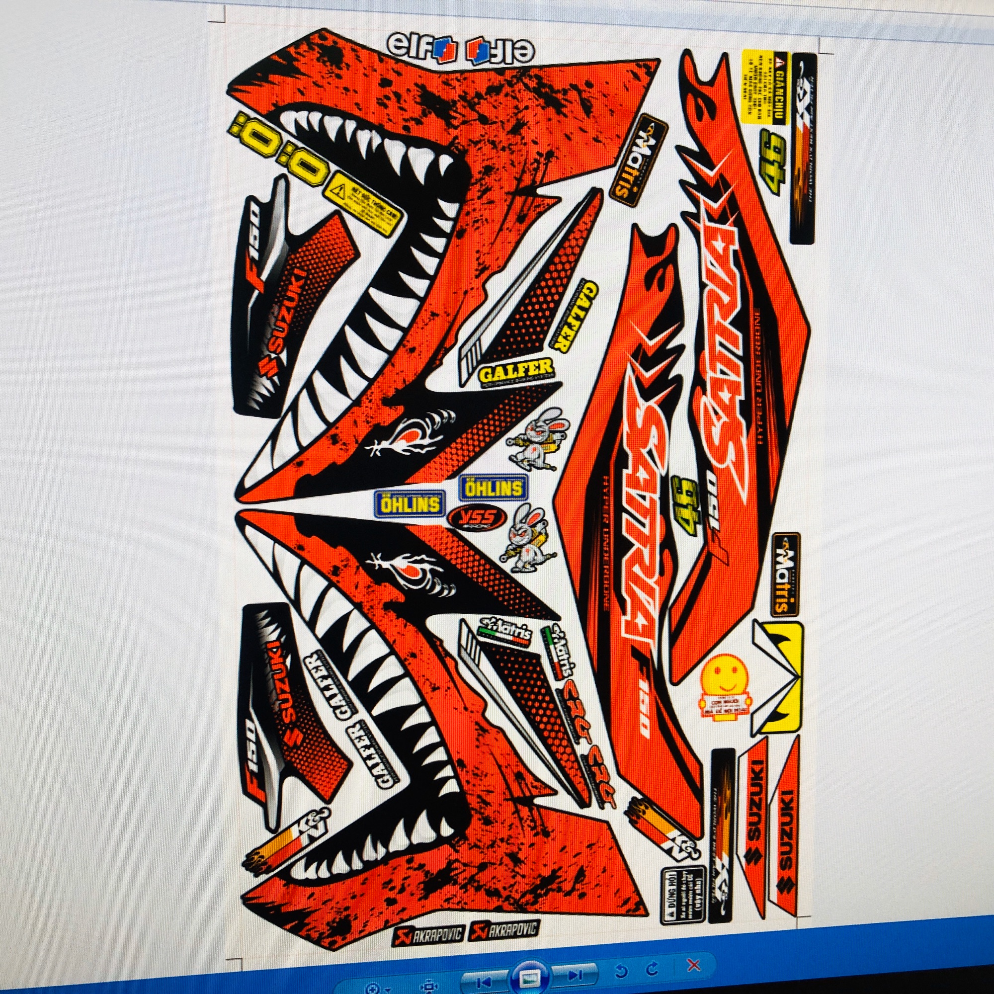 Tem rời Satria Fi cá mập đỏ đen