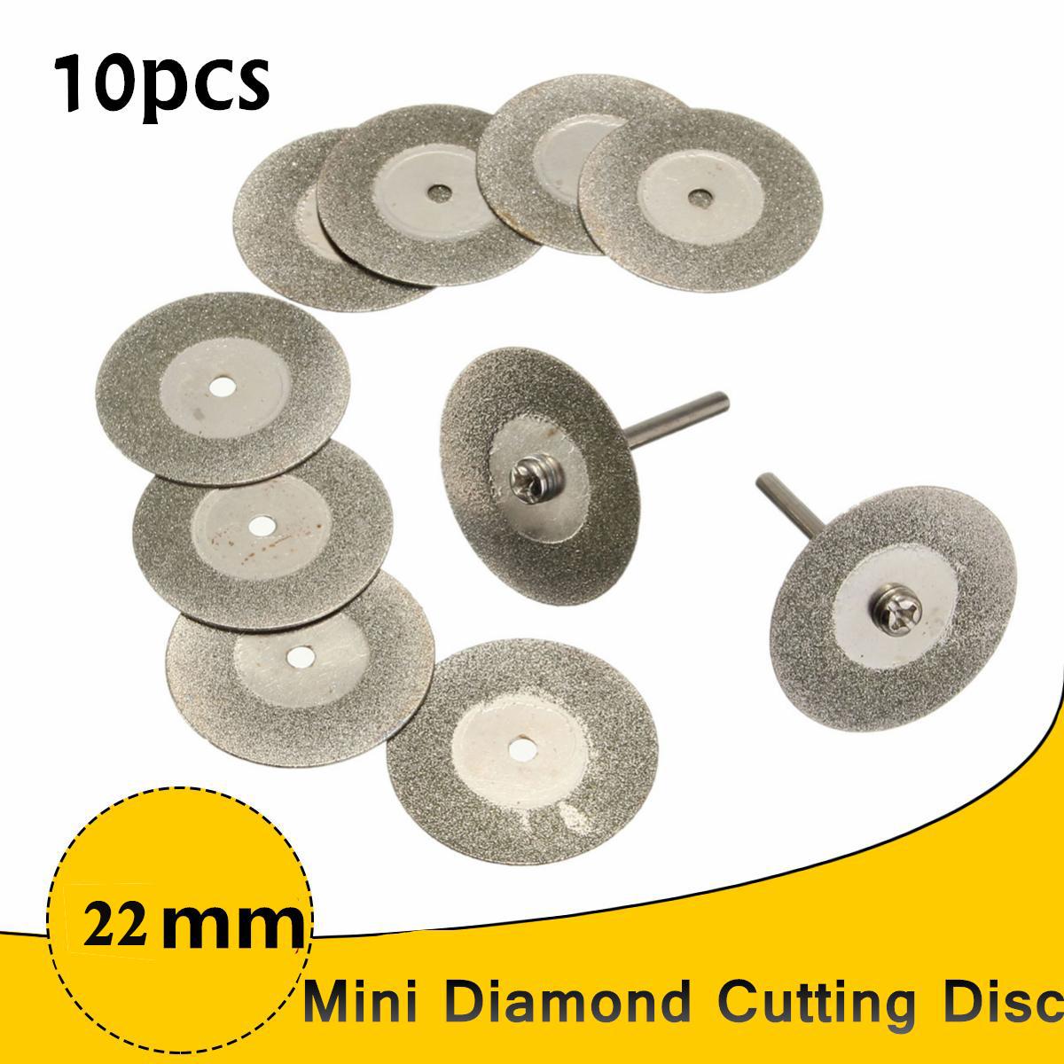 Bộ 10 Lưỡi Cưa Đĩa Cắt Kim Cương Mini đường kính 22mm  + thanh Kết Nối 3.0mm