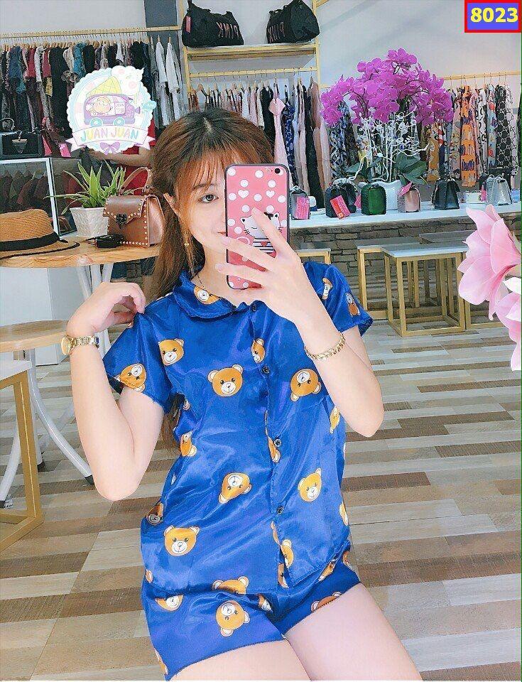 Đồ Bộ Pijama Ngắn Phi Bóng Hình Gấu Size M 35-47kg XL54-65kg Nhật Bản