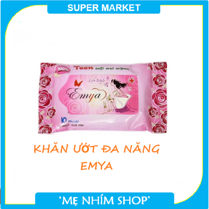 Khăn ướt đa năng EMYA, mềm mại, tiện dụng, tiết kiệm, hợp đi du lịch, bỏ túi sách – 10 tờ