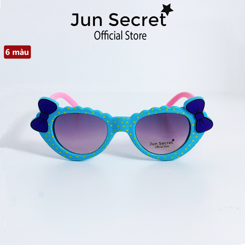 Giá bán Kính mát trẻ em form ôm mặt Jun Secret tròng đính nơ chấm bi dễ thương dành cho bé gái từ 1 tới 5 tuổi JS1207
