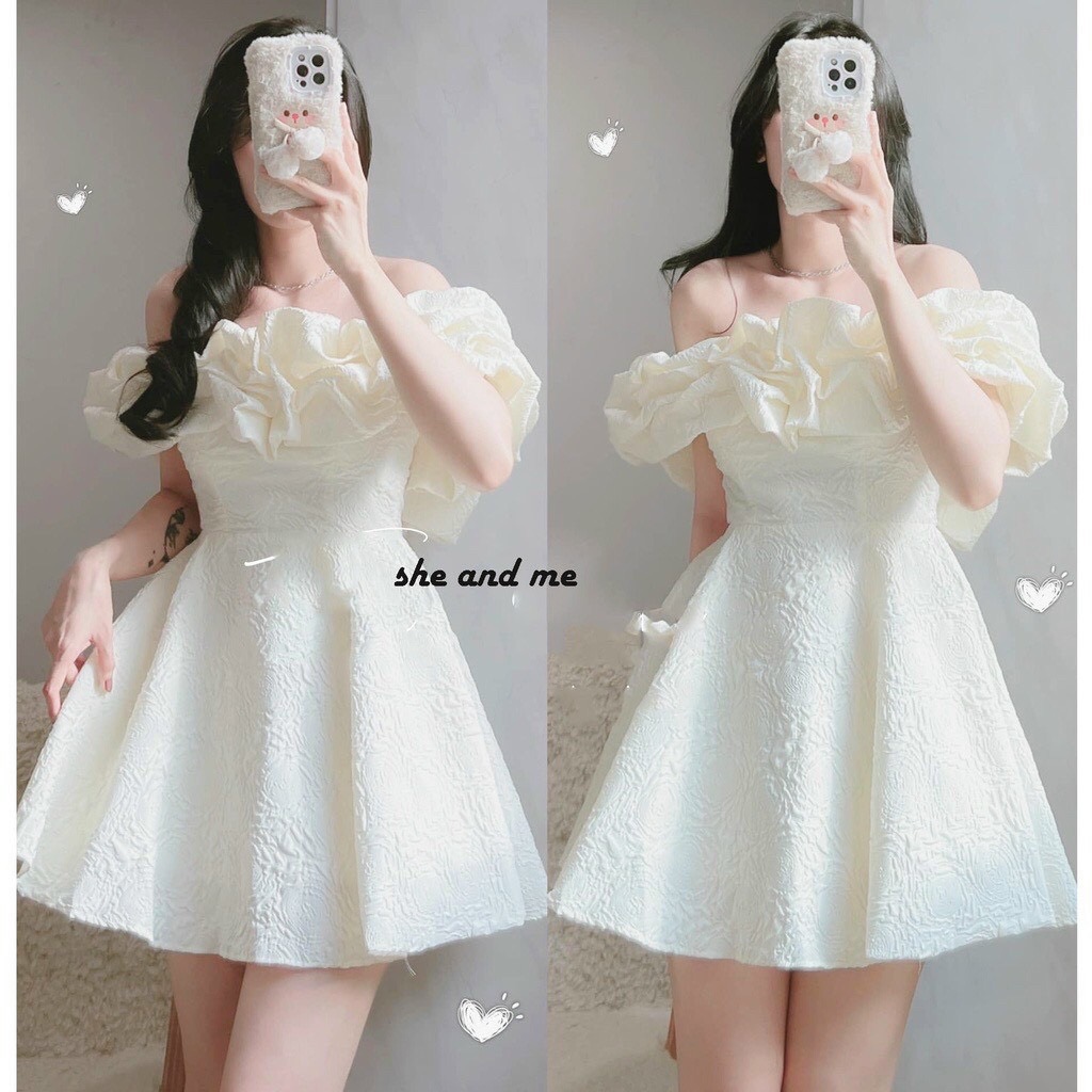 Đầm gấm nổi hoa hồng-TH