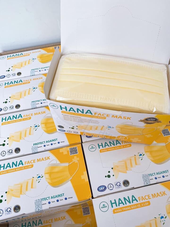 Khẩu trang y tế HANA màu vàng