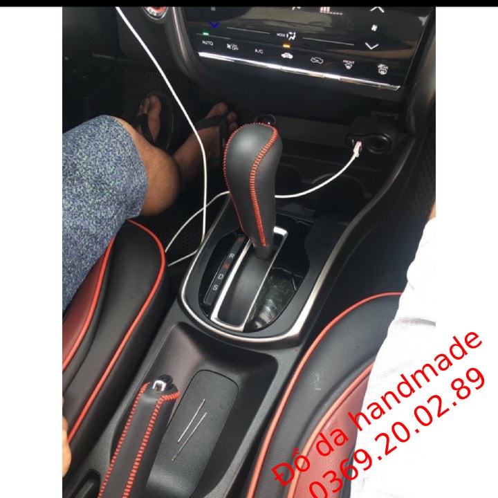 Combo bộ bọc cần số phanh tay các đời xe Honda City da bò thật khâu tay thủ công