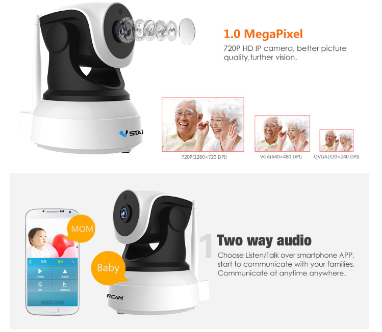 Camera wifi ip C7824 720P Vstarcam (Tặng thẻ 64GB)