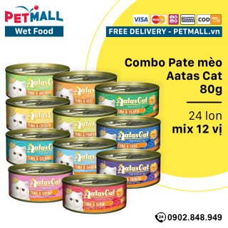 Combo Pate mèo Aatas Cat 80g - 24 lon mix 12 vị thumbnail