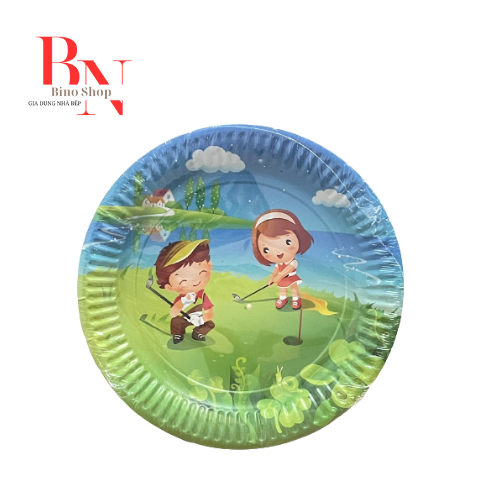 Dĩa giấy in hình 23cm -10 cái