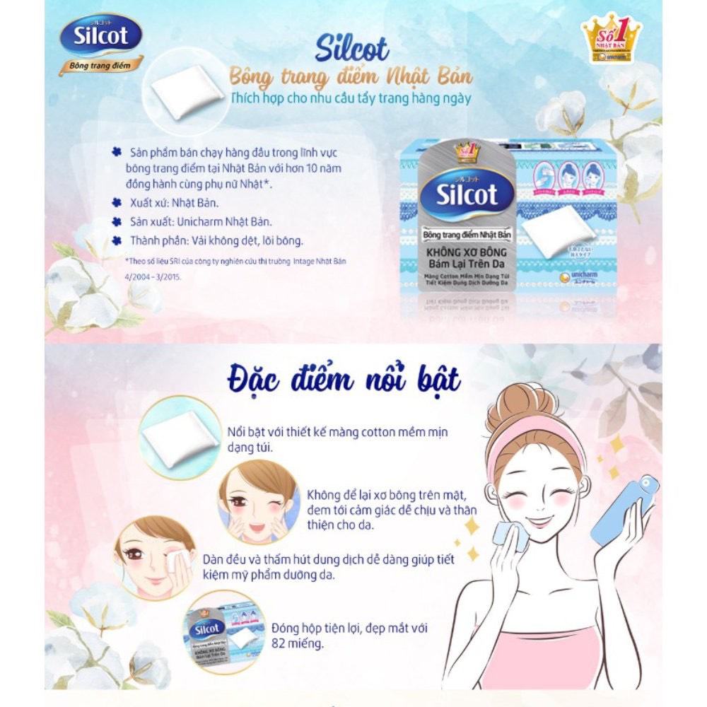 Bông tẩy trang Silcot hộp 82 miếng