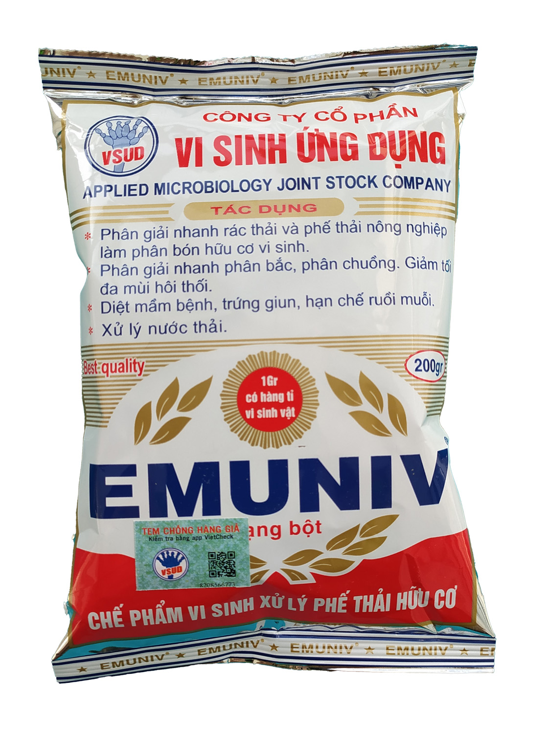 [Combo 5 Gói] Chế phẩm EMUNIV bột 200g ủ phân và rác thải hữu cơ
