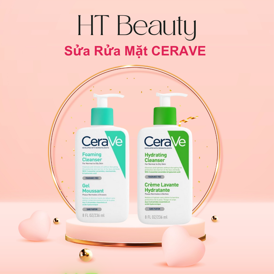 Sửa rửa mặt Cerave da dầu và da khô 236ml/473ml (bản pháp)