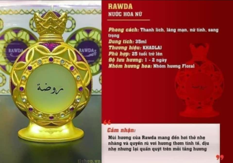 Tinh dầu nước hoa Dubai nội địa RAWDA 35ml