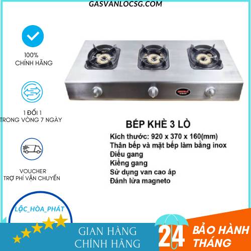 [HCM]BẾP KHÈ MẶT INOX 3 LÒ - BẾP KHÈ