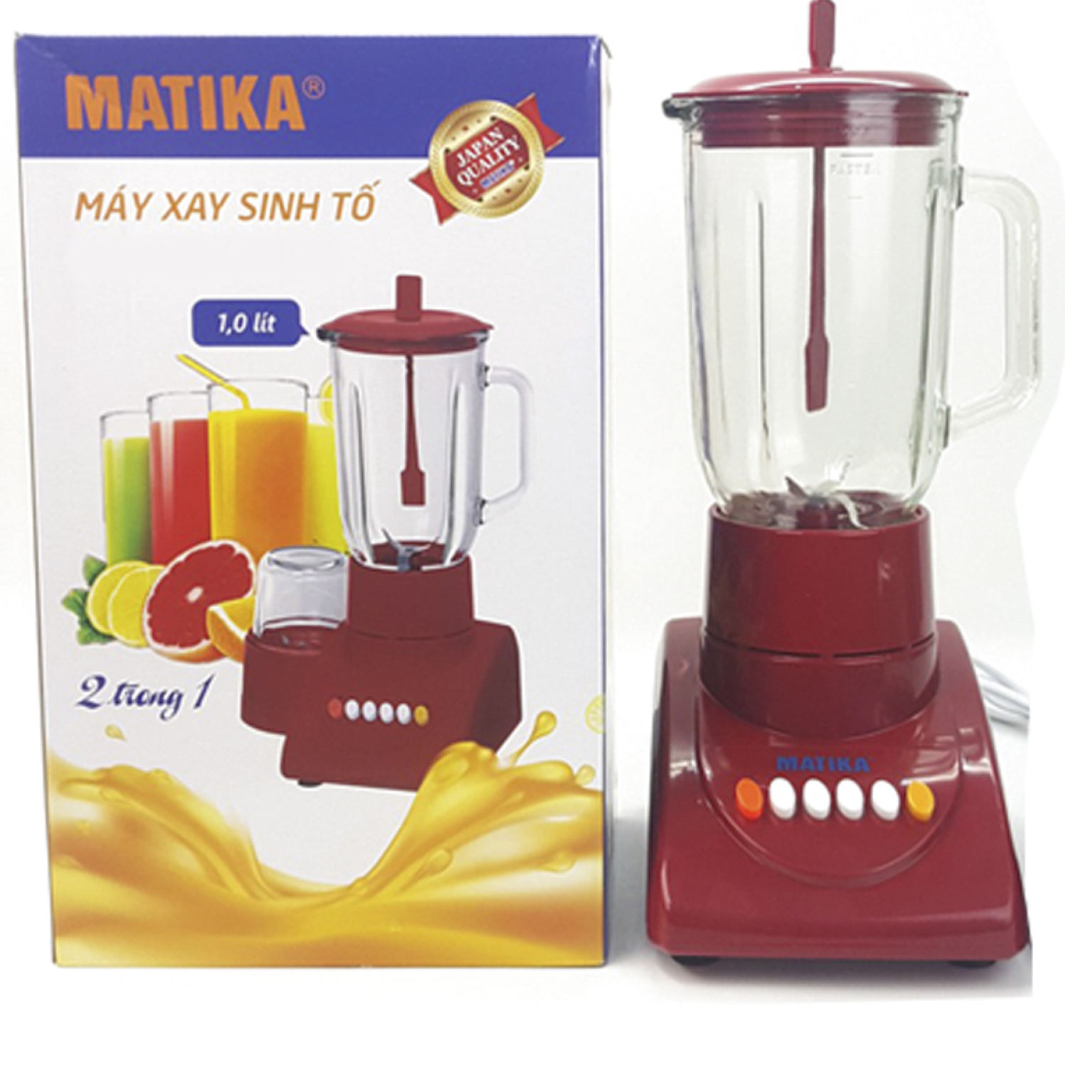 Máy xay sinh tố matika mtk-3105 công suất 300w xay cực nhanh, chất liệu lưỡi dao thép không gỉ, chất liệu cối thủy tinh, có thể xay thô đến mịn đa dạng thực phẩm nhanh chóng, dễ dàng, giúp tiết kiệm thời gian công sức tối đa