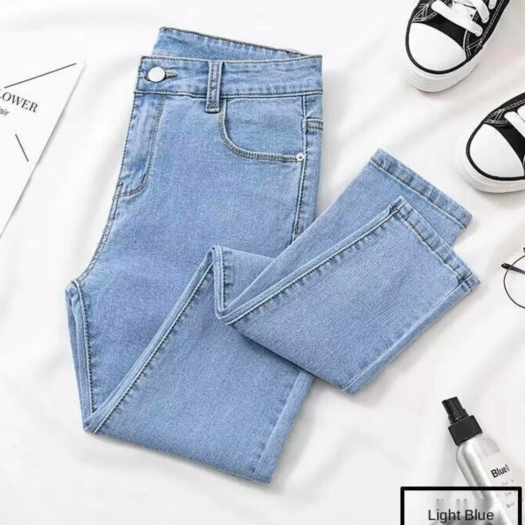 [Tặng Vớ 🧦🧦]  Quần Jean Màu Trắng, Quần Ống Nữ, Cao Eo Giảm Béo Quần Dài Bó Sát Hợp Xu Hướng Mới