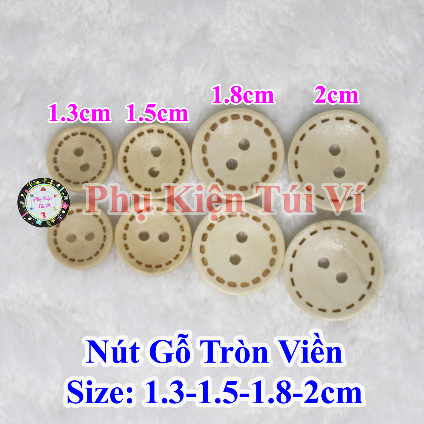 Nút gỗ tròn viền nâu kem (10 cái)