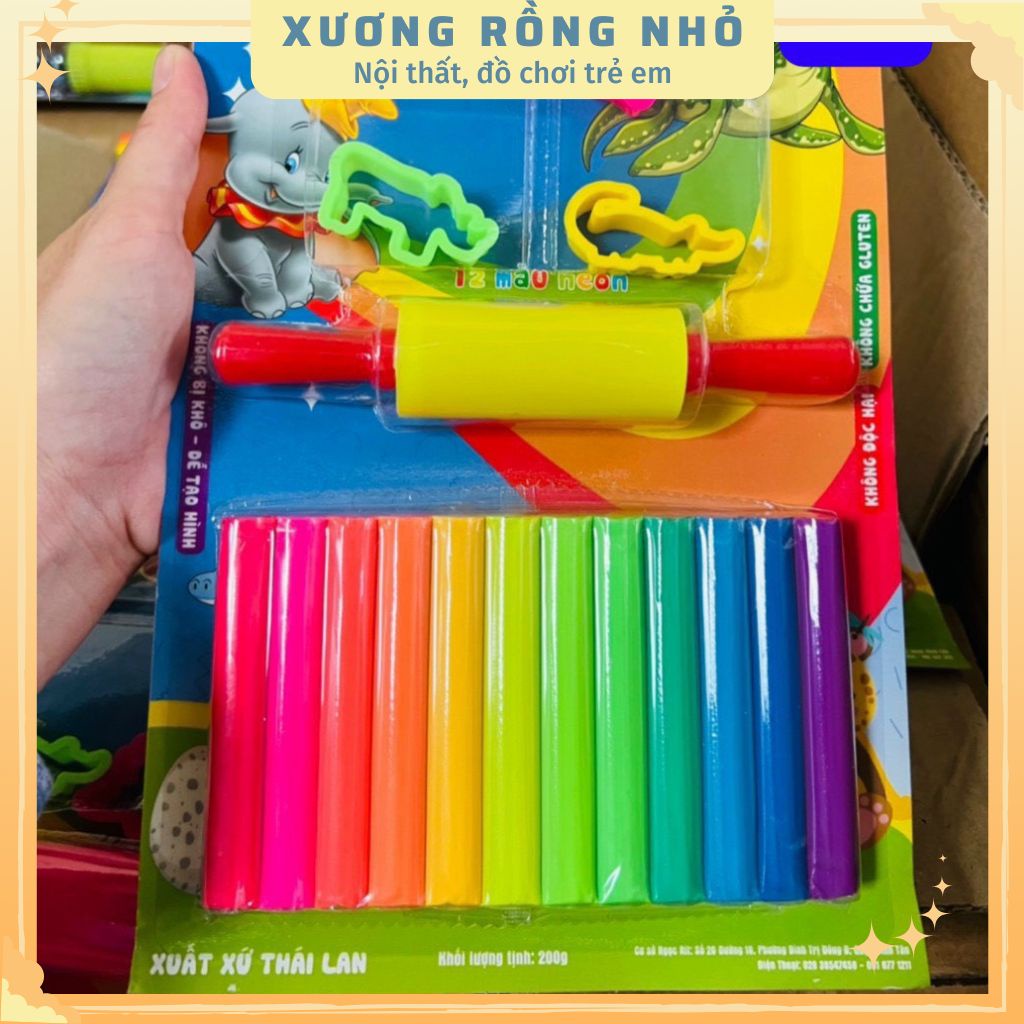 Đất Sét Nặn 12 Màu kèm 4 khuôn và con lăn
