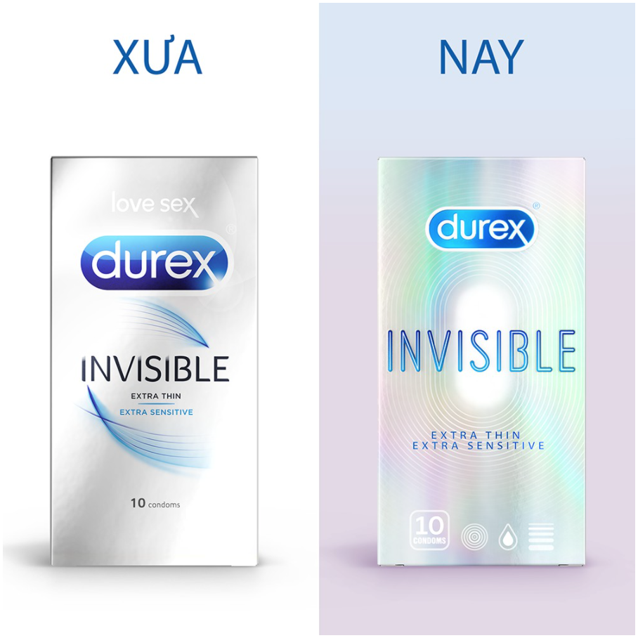 Combo 4 Hộp 40 Bao Cao Su Siêu Cực Mỏng Durex Invisible