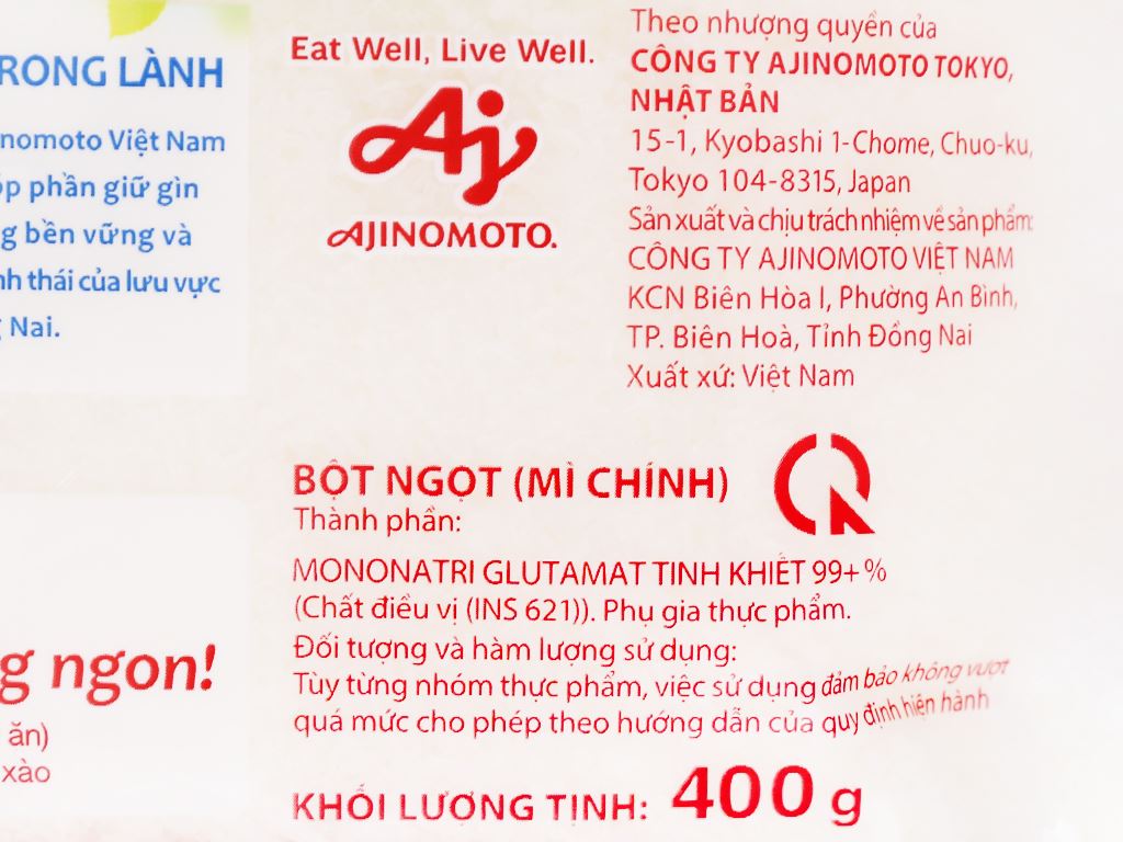 Bột ngọt hạt lớn Ajinomoto gói 400g