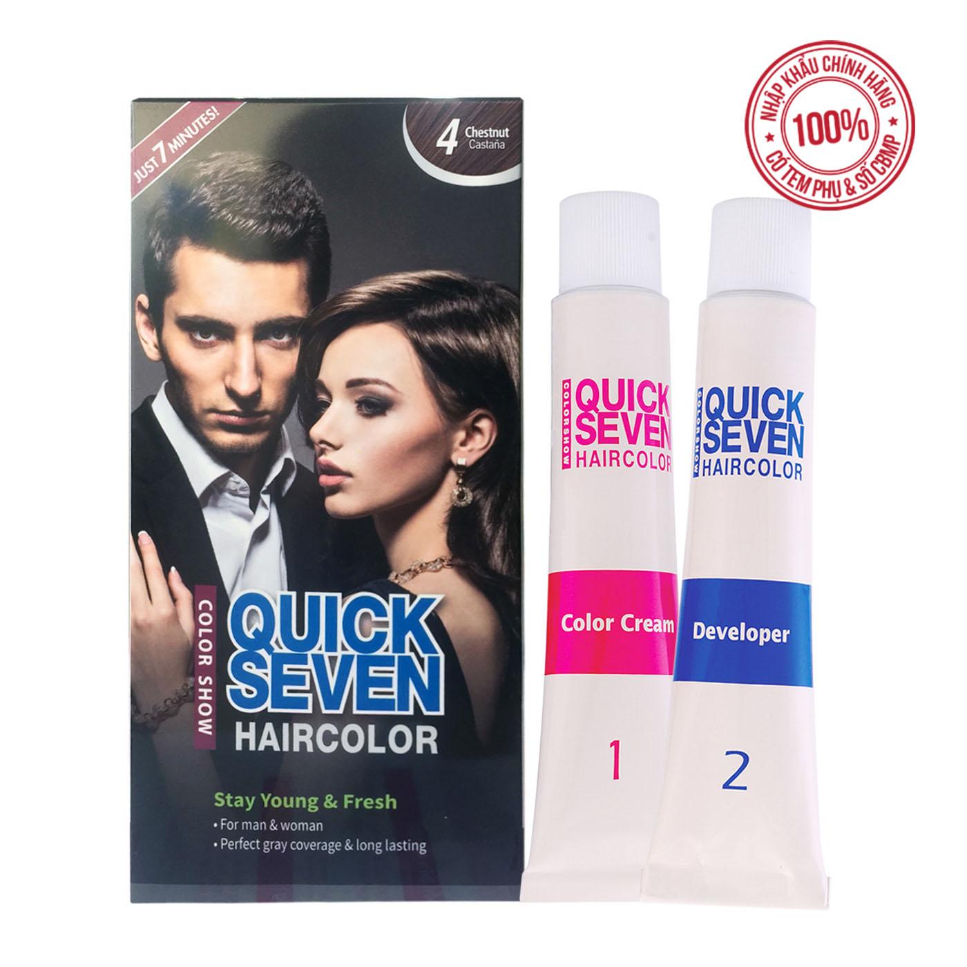 Nhuộm phủ bạc nhanh 7 phút QUICK SEVEN S4 Hạt dẻ (60g+60g) Hàn Quốc